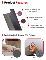 Papier abrasif flexible en carbure de silicium 9x11 pouces, à dos en latex, pour ponçage humide et sec, idéal pour la retouche automobile