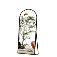 Miroir mural ou sur pied minimaliste noir et or haute définition, 140 cm, en forme d'arche, incassable
