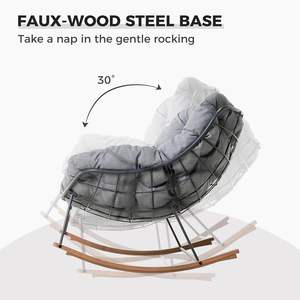 Fauteuil à bascule de jardin Danlong Morden, grand fauteuil à bascule Papasan surdimensionné pour 2 personnes, avec cadre en acier revêtu et coussin épais - Product Image 4