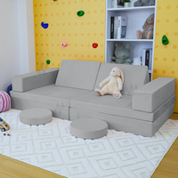 Sofá Modular Convertible de Franela para Dormitorio, Sala de Estar o Sala de Juegos, Muebles para Niños Pequeños, Sofá de Piso Suave para Niños