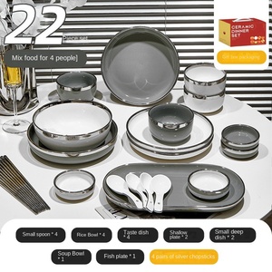 Set di stoviglie in ceramica di alta qualità con ciotola in stile <span class=keywords><strong>Lux</strong></span> con ingresso moderno include nuove bacchette per piatti per ciotola per l'inaugurazione della casa - Product Image 3