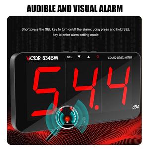 Sonometre numérique VICTOR 834BW avec alarme, écran 4 pouces, WiFi Bluetooth - Moniteur de niveau sonore mural 30-130dB - Product Image 4