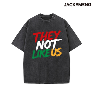 T-shirt Oversize in Cotone Lavato con Stampa 'They Not Like Us', Stile Streetwear Retrò, Maglietta Casual, Magazzino USA, Vendita all'Ingrosso - Product Image 4