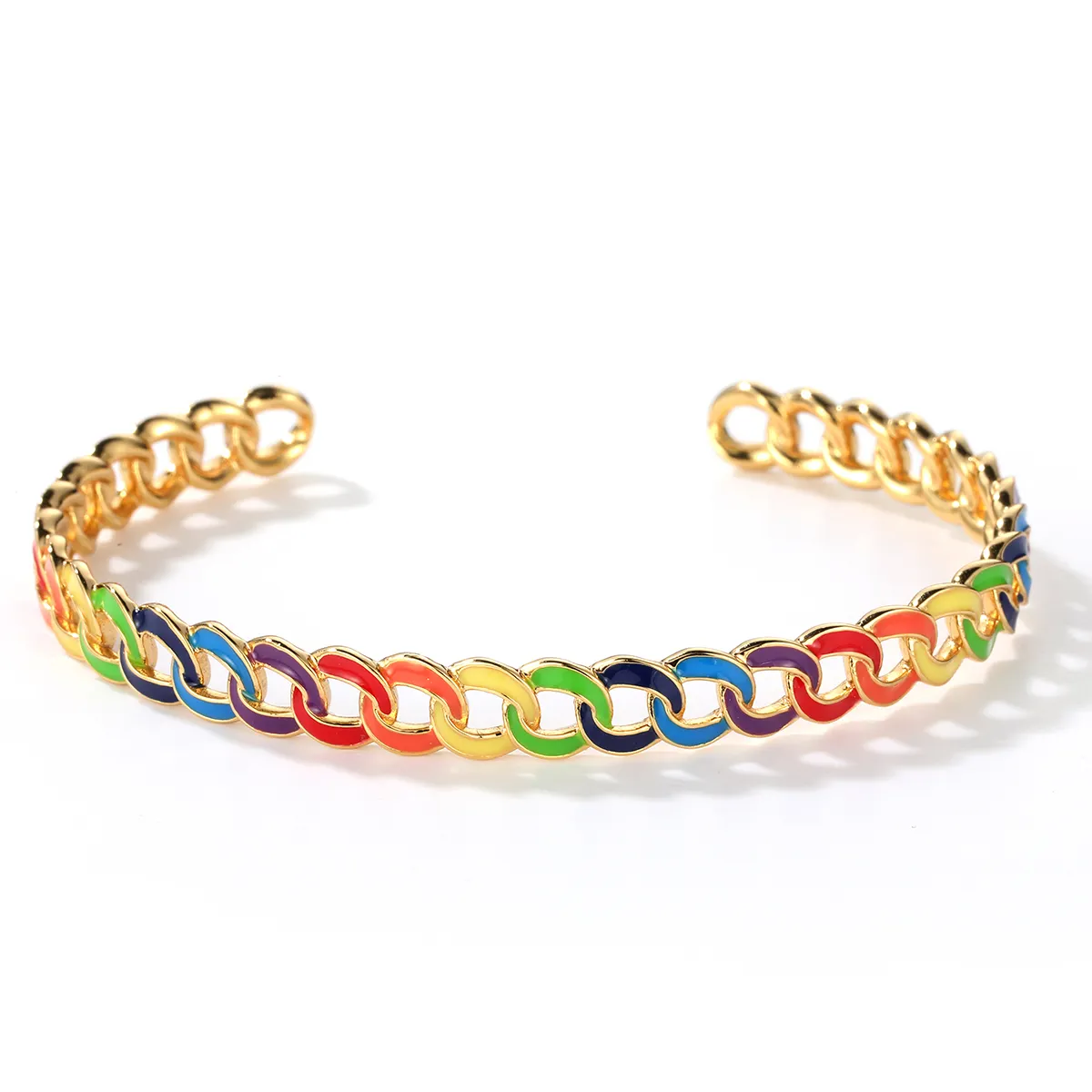 Kleurrijke enamel rainbow stijl sieraden 9k 14k 18k geel vergulde 925 zilveren ketting Armband