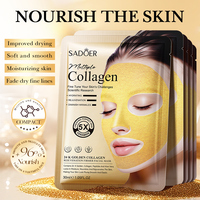 Masque facial raffermissant anti-rides au collagène d'or SADOER, masque en feuille hydratant et nourrissant pour le soin de la peau