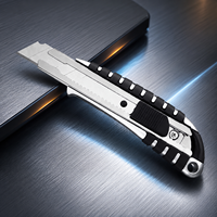 Échantillons Gratuits – Couteau Découpeur Robuste 18 mm en Alliage d'Aluminium Rétractable – Couteau Utilitaire Automatique à Bouton Poussoir