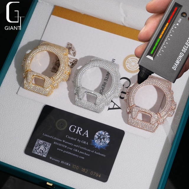 Hot Sale HipHop Iced Out Watch Case GRA GM6900 Moissanite Watch Case 925 Silver VVS Moissanite Watch Bezel Past Diamond Tester