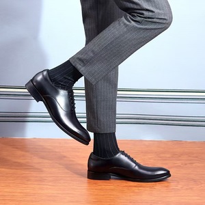 High Quality British Style Men's Oxford Lace-up <b>Pointed</b> <b>Toe</b> <b>Flat</b> Genuine Leather Solid Lining Office Formal Business Dress Shoes - Product Image 1