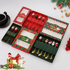 410 Christmas Silicone Stainless Steel Flatware Gold Plated <strong>Spoon</strong> <strong>Fork</strong> <strong>2</strong> 4 6 Pcs Cutlery Set for Party Restaurant <strong>with</strong> case - Product Image 1