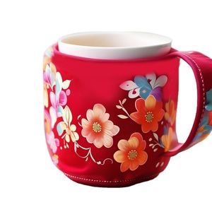 Support de tasse en néoprène au design tendance, personnalisable avec impression florale, pour canettes et manchons de tasses à café – Vente en gros - Product Image 4