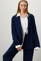 Fabricant de vêtements OEM personnalisés, veste de carrière sur mesure à revers cranté et manches longues en velours côtelé pour le bureau pour femmes