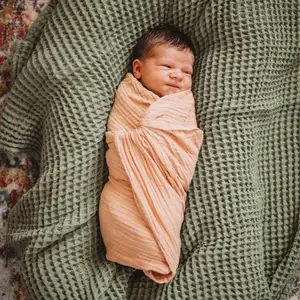 Детское одеяло, вафельное Хлопковое одеяло, однотонное банное полотенце для младенцев, мальчиков и девочек, для пола, нейтральное, нефлуоресцентное