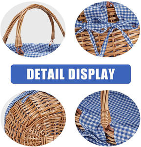 Cestas De Picnic Almacenamiento Cesta Premium Con Tela Africana 5 Personas Nudo Francés 4 Personas Mimbre Madera Rojo <span class=keywords><strong>Canasta</strong></span> De - Product Image 2