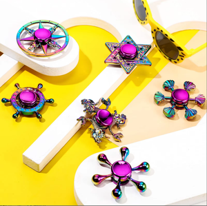 Vente flash - Jouet <span class=keywords><strong>anti</strong></span>-<span class=keywords><strong>stress</strong></span> en alliage de zinc, spinner à main heptagonal arc-en-ciel éblouissant, jouets gyroscopiques - Product Image 5
