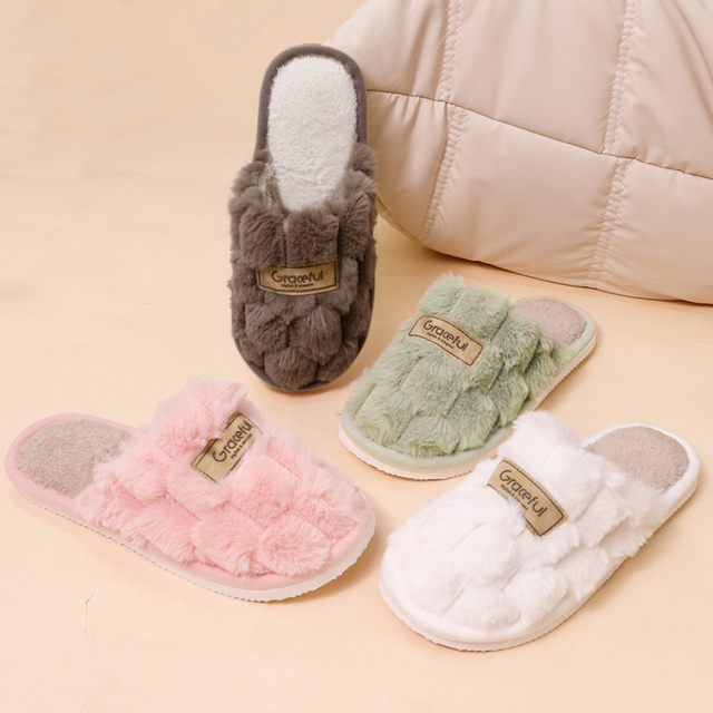 2026 New Style EVA Sole Winter Slippers, Artificial Fur Lining Couple House Shoes, Wholesale