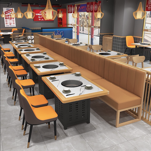 <span class=keywords><strong>Tavolo</strong></span> Rettangolare Moderno Personalizzato in Ardesia per Hotpot con Fornello a Induzione Integrato, Purificazione Senza Fumo e <span class=keywords><strong>Tavolo</strong></span> per Spiedini da Barbecue - Product Image 2