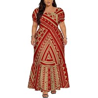 Robe longue grande taille dégradée vert sarcelle à motif tribal vieilli, manches courtes bouffantes et volants, idéale pour la plage, les festivals et les événements culturels
