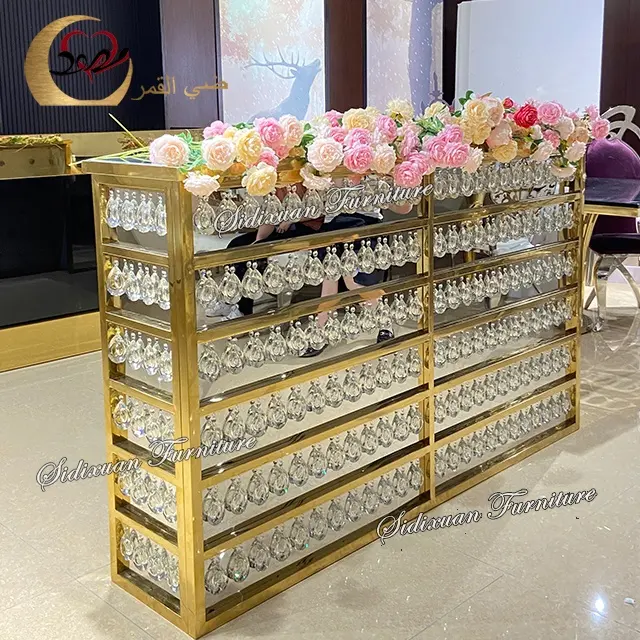 Bar Counter Bar Table Set Furniture Gold Arrival Clear Crystal New Modern Restaurant Metal Stainless Steel Rectangle