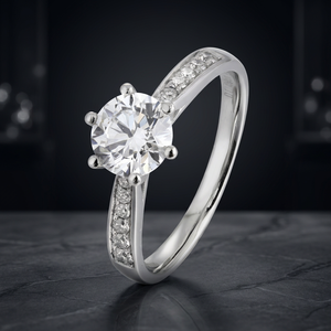 Bague en or blanc 14 carats avec diamant de laboratoire personnalisé 1CT 2CT 3CT pour mariage, fiançailles, fête, cadeau avec gravure - Product Image 4