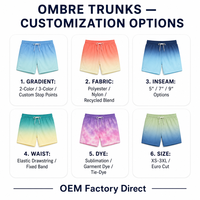 Shorts de bain pour hommes en gros, effet dégradé, sublimation, couleurs personnalisées, OEM direct