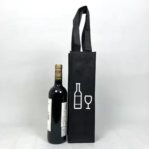 KHW Top Quality Woven Wine Bag For Wine Bottles Black Wine Gift Bag Custom Logo Gift Bag