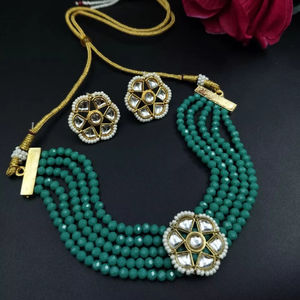 Collier traditionnel unique en laiton Kundan Meena pour tenue de fête ethnique pour fiançailles de mariage et anniversaire - Product Image 1