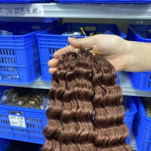 Extensions de cheveux humains en crochet Deep <span class=keywords><strong>Wave</strong></span> vietnamiennes pour le tressage, Deep <span class=keywords><strong>Wave</strong></span> bouclée, sans trame, tresses à effet plume, extensions de cheveux en crochet - Product Image 5