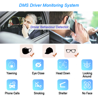 4G Android 1080p voiture Dvr enregistreur DMS pilote moniteur système WIFI ADAS SOS GPS suivi AI Dash Cam Via App PC contrôle en temps réel
