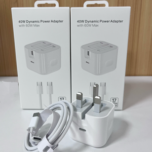 ชุดอุปกรณ์ชาร์จเร็ว 40W PD สำหรับ iPhone ชุดอุปกรณ์ชาร์จเร็ว 40W อะแดปเตอร์จ่ายไฟไดนามิก 40W สูงสุด 60W สายถัก USB-C to USB-C 60W - Product Image 5