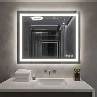 Espejo de Baño Moderno Rectangular con Marco de Aluminio Iluminado de 600x800mm, Espejo LED de Pared para Hotel con Pantalla Táctil