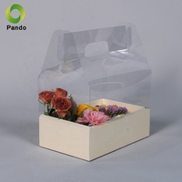 Boîte à gâteau transparente de luxe de saint-valentin, boîte à fleurs en PVC, boîte-cadeau de fête d'anniversaire avec poignée