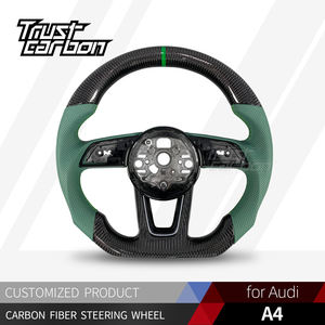 Volant sport en fibre de carbone personnalisé pour <span class=keywords><strong>Audi</strong></span> <span class=keywords><strong>A4</strong></span> S4 A5 S3 Q5 2016-2022 Avant <span class=keywords><strong>40</strong></span> quattro 45 <span class=keywords><strong>TFSI</strong></span> avec poignées en cuir vert - Product Image 2