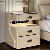 Table de chevet intelligente avec haut-parleur Bluetooth, recharge sans fil, empreinte digitale et mot de passe, technologie moderne de luxe pour la chambre à coucher