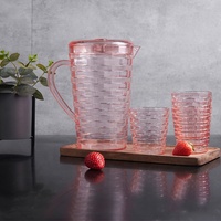 Carafe à eau sans BPA de 64 onces, transparente, en plastique, avec couvercle et gobelets