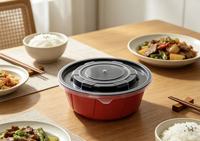 Contenants d'emballage à emporter jetables ZhiLu 800 ml, diamètre 150 mm, micro-ondables, réutilisables, avec couvercle, sans BPA, recyclables, qualité alimentaire