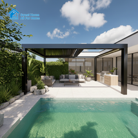 Pergola motorisée rétractable moderne Sweet Home en aluminium avec fonction imperméable et télécommande électrique pour terrasse extérieure