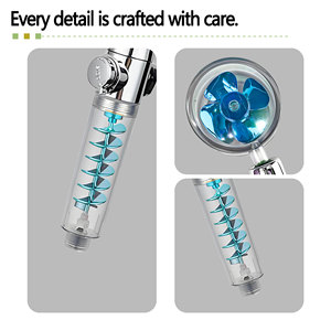 Soffione <span class=keywords><strong>doccia</strong></span> divertente con mulino a vento e aumento della pressione a spirale, funzione di arresto dell'acqua con un solo tocco, supporta OEM e ODM - Product Image 3