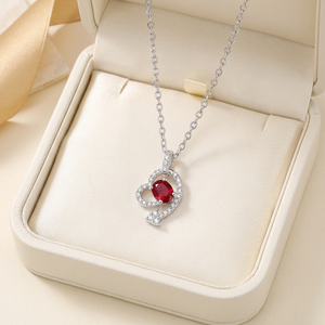 สร้อยคอทองคำขาว18K ใหม่ล่าสุดพร้อมจี้เพชรทับทิมเพชรธรรมชาติเครื่องประดับอัญมณีออกแบบรูปหัวใจสำหรับผู้หญิงสำหรับงานเลี้ยงและของขวัญ - Product Image 2