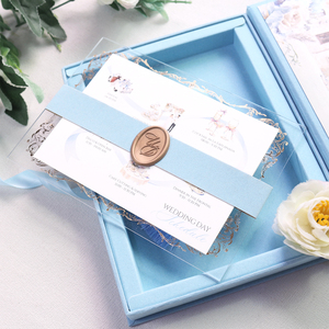 Boîte d'invitation de mariage en velours de haute qualité avec illustration personnalisée de l'emplacement, <span class=keywords><strong>sceau</strong></span> de <span class=keywords><strong>cire</strong></span> et carte chronologique pour mariage - Product Image 5