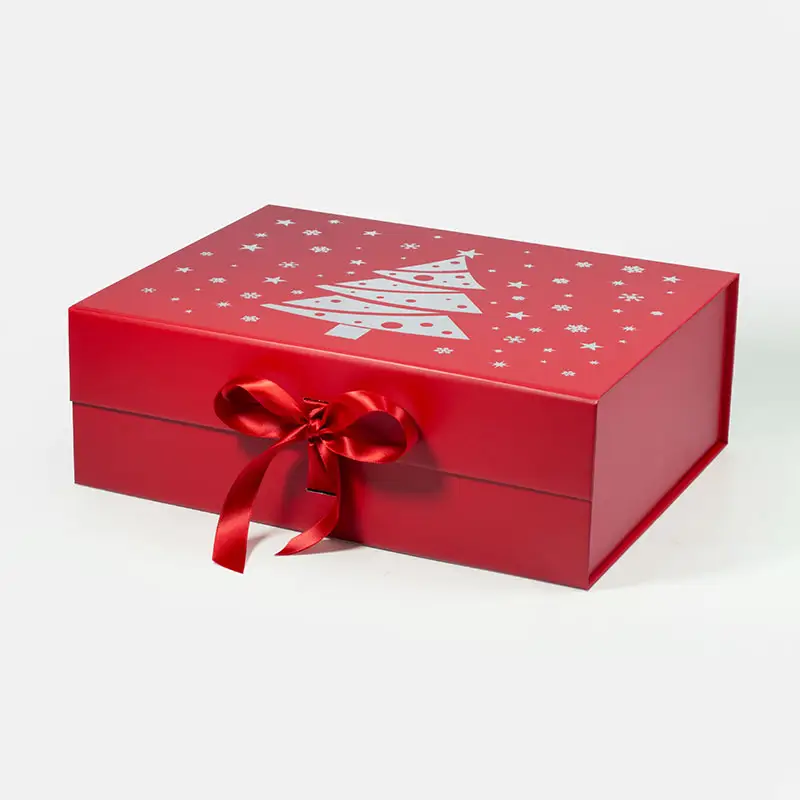 Personalised Red A4 Deep Luxury Large Decorative Christmas Eve Gift Box with Ribbon
