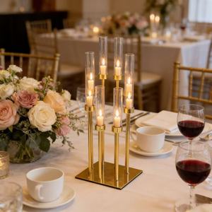 Candelabro de hierro dorado BBK, el más vendido transfronterizo, para decoración de mesas de comedor, diseño de espacios y guía de pasillos en bodas. - Product Image 2