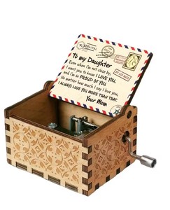Caja de música de madera tallada e impresa, música clásica para marido, esposa, regalo de bendición del Día de la mujer, accesorios para instrumentos musicales - Product Image 1