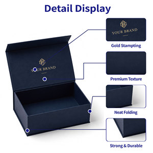 Custom Logo Design Blue Magnet Packaging Box Luxury Square Rigid Paper Gift Box <b>Scarf</b> Packaging for Wine Cosmetic Electronic - Product Image 2