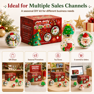 Christmas Air Dry Clay DIY Craft Kit 4 Ornaments Safe Non-Toxic Kids Art <b>Set</b> W/ Beads Glitter <b>Xmas</b> <b>Gift</b> OEM Private Label Bulk - Product Image 6