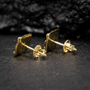 Avrupa amerikan Bestseller erkek Nugget bakır saplama küpe dokulu altın Nugget vida geri tatlı serin stil moda - Product Image 6