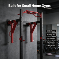 Estación Multifuncional Comercial de Acero Plegable para Montaje en Pared, con Rack de Sentadillas, Tubo 75x75 de 3mm, Máquina Smith Contrabalanceada y Entrenador Funcional