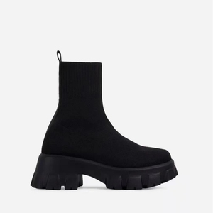 Chaussures chaussettes pour couple, automne-hiver <span class=keywords><strong>2022</strong></span>, nouvelles, épaisses, décontractées, grande taille, bottes courtes en maille rouge, bottes pour femmes, Botas De Mujer - Product Image 5
