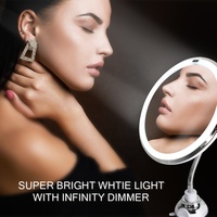 Makeup Mirror with Strong Suction Cup Flexible Gooseneck Lighted Bathroom Vanity Mirror Magnification Touch Sensor Wall Mounted