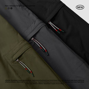Moda estilo japonés cortavientos tela a cuadros pantalones acampanados piernas anchas cinturón de cintura Casual pantalones holgados pantalones hombres - Product Image 6