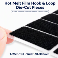 Pièces de fixation auto-agrippantes thermocollantes découpées, formes pré-découpées avec 8 types de films, bords découpés au laser, 10-300 mm